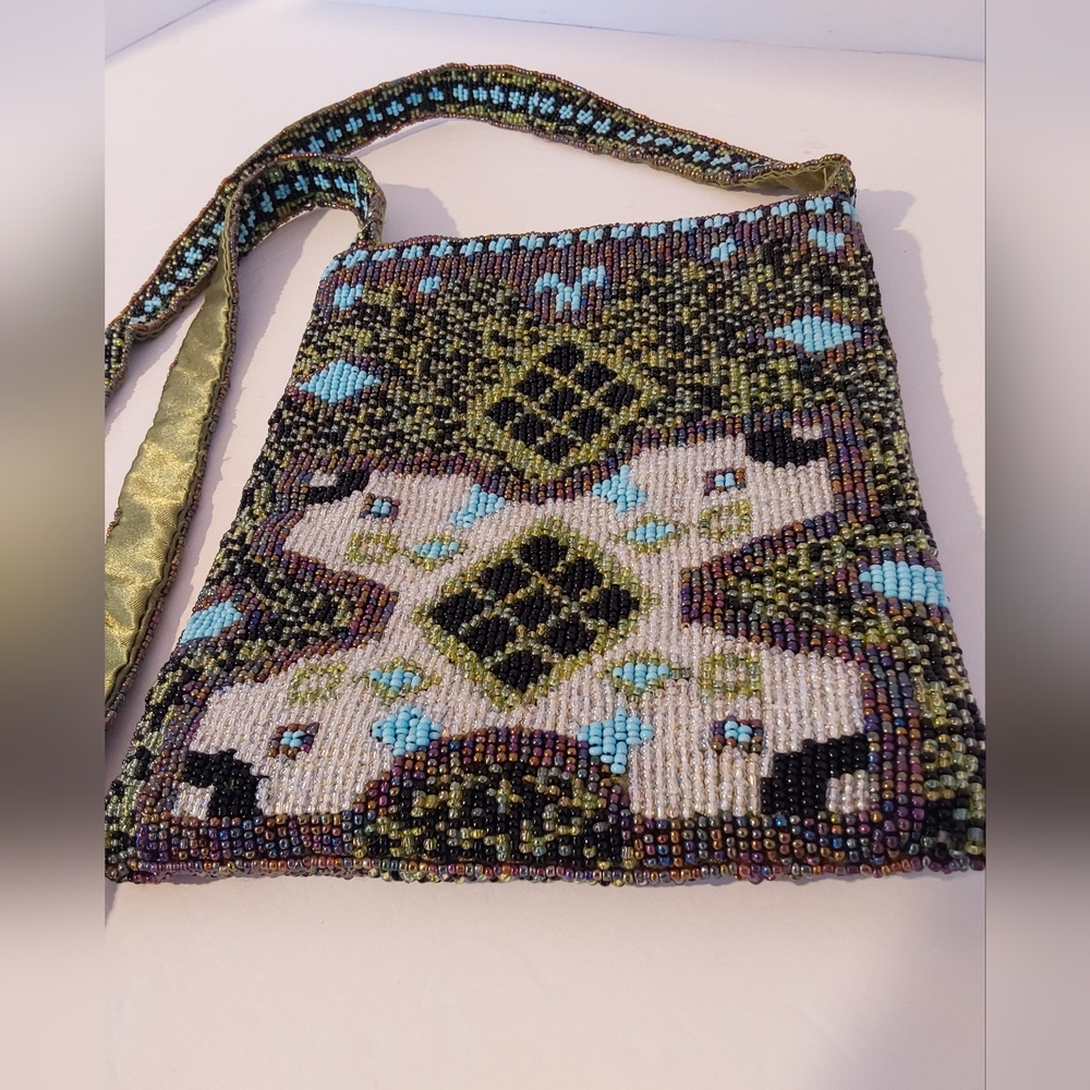 Y&S Original Beaded Zip Top Crossbody Shoulder Bag - Picture 3 of 11